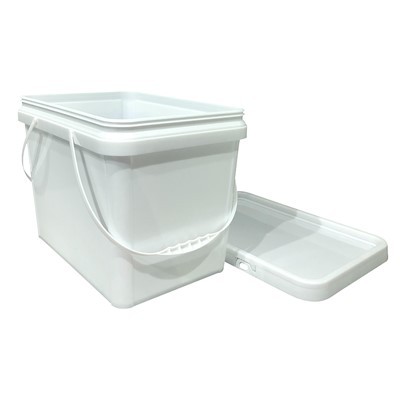 20L firkantede plastikspande med låg