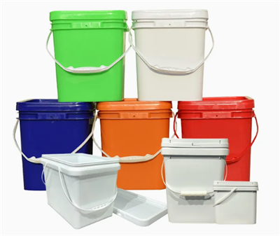 Plastprint firkantet spand med låg